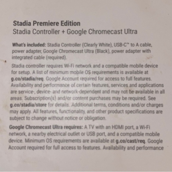 Google Stadia Premiere Edition Controller Chromecast Ultra Bundle | White - Picture 4 of 9